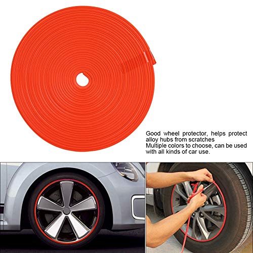 Suuonee Car Wheel Rims Protector, 8M / Roll Car Wheel Hub Edge Protector Tire Guard Strip Sticker Universal(Red)