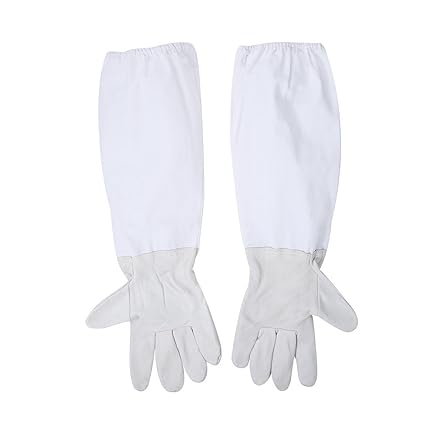 Imkerhandschuhe Bienenzucht Schutzschuhe aus Schafspelz und gebleichtes Gewebe