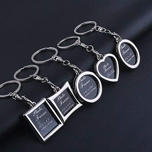XINGSd Photo Insert Keychain metal Blank Keyrings Picture Frame Keyring Photo Clear Split Keychain Passport Photo( Peach heart 4 silvery)