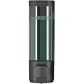 Manual Bathroom Wall Mounted Soap Dispenser, 10oz/300ml Single Black Bathroom Shampoo and Conditioner Dispenser, Clear Plastic Refillable Liquid Lotion Pump Dispenser and Organizer
