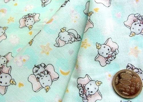 Amazon 40ｃｍ単位で販売 ダブルガーゼ 生地 布 キャラクター ダンボ グリーン 柄番号８ 綿100 生地幅 約106cm 商品の特性上 柄が多少歪んでいる場合がありますのでご了承ください ガーゼ ピロル 布 生地 通販