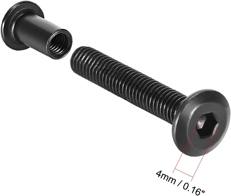sourcing map Screw Post Fit for 5/16"(8mm) Hole Dia, Male M6x35mm Binding Bolts Leather Fastener Carbon Steel Black 10 Sets - Image 4
