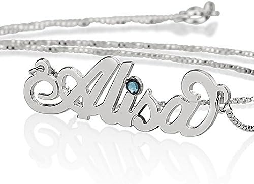 Personalized Name Necklace with Simulated Birthstone - Custom Made Any Name