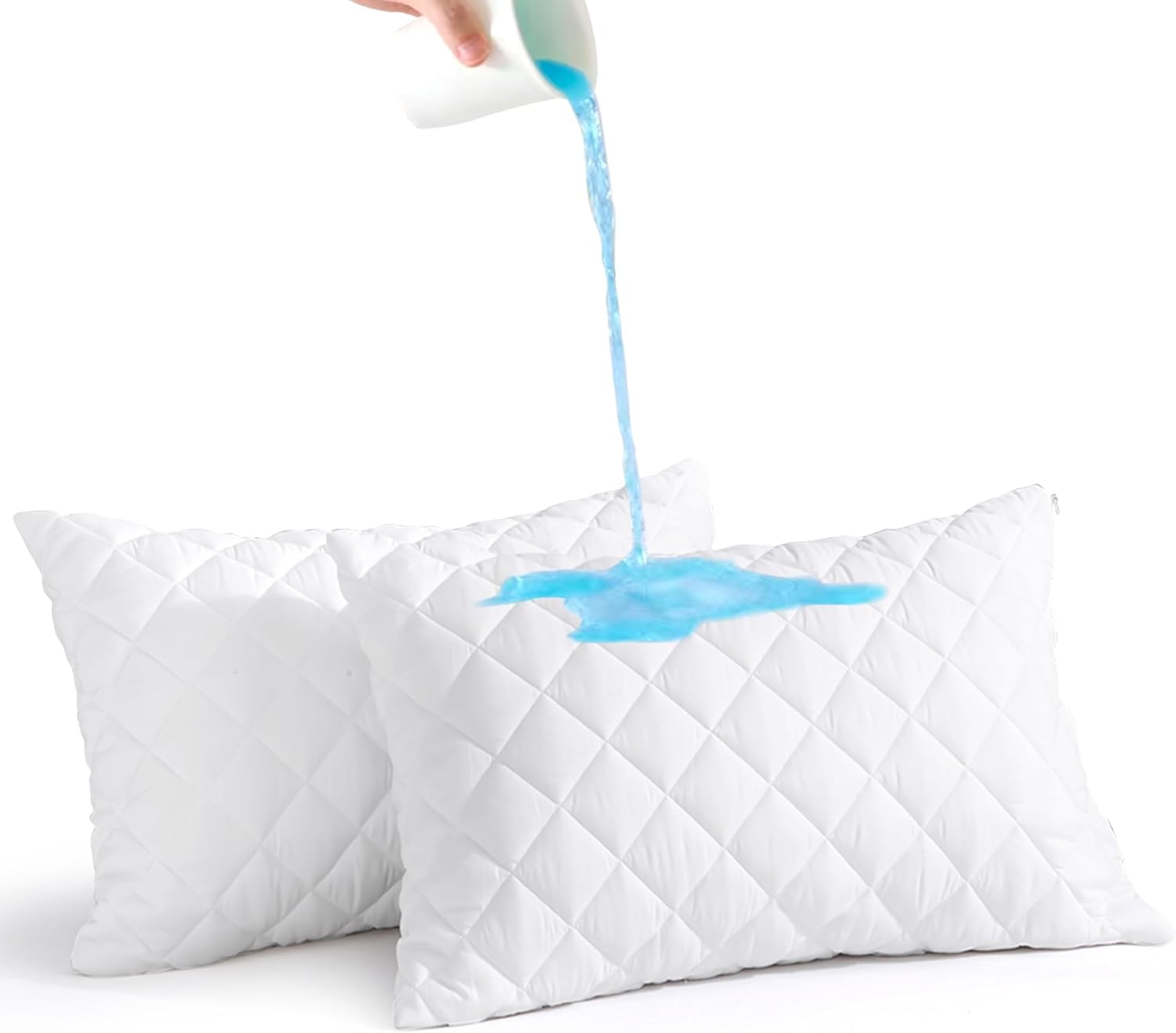 MH Traders Quilted Waterproof Pillow Protectors Pack of 2, Pillowcase are Breathable & Hypoallergenic White Bed Pillows Cover.(50 x 75 cm)