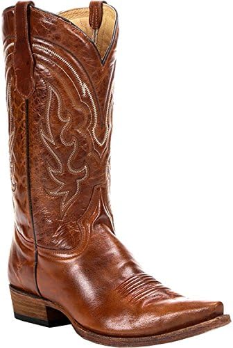 Circle G Men's Whip Stitch Cowboy Boot Snip Toe Cognac 8.5 D(M) US