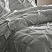 Sweet Home Collection 3 Piece Luxury Pinch Pleat Pintuck Fashion Duvet Set, Queen, Gray