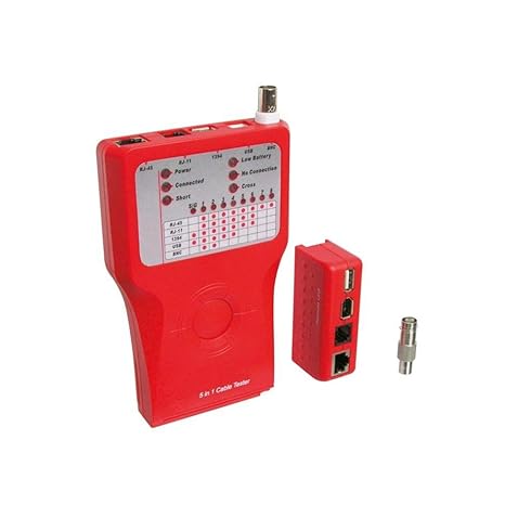 Wentronic CAT USB IEEE1394 BNC Netzwerktester für RJ11/12/45 rot