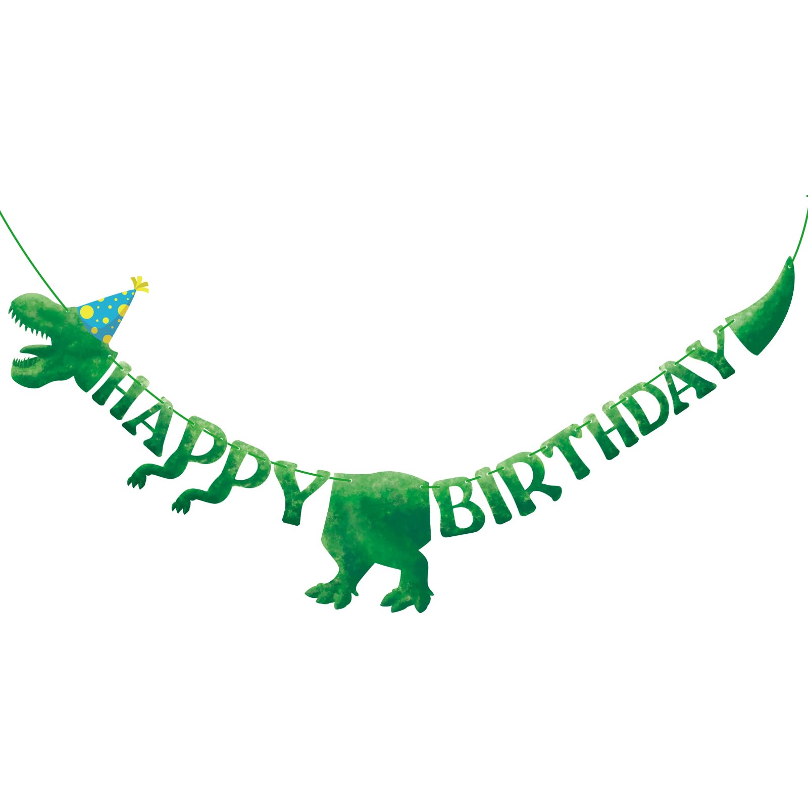 Dinosaur Happy Birthday Banners - Personalised Dinosaur Bunting Large Size 59 Inch / 5 Ft, for Birthday Banner Decorations Party Supplies Boy Girl (Green)