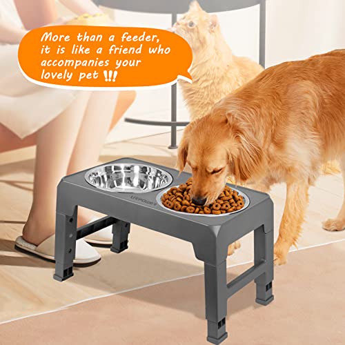 URPOWER Elevated Dog Bowls 4 Height Adjustable Raised Dog Bowl with 2