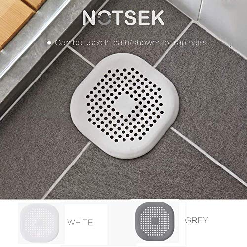 NOTSEK Shower Drain Covers, Silicone Tube Drain Hair Catcher Stopper with Sucker for Bathroom Kitchen, Rubber Bathtub Sink Strainer Plug Filter Trap Home Drain Protectors (Grey) - Thumbnail 3