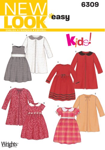 Simplicity Creative Group, Inc New Look Sewing Pattern 6309 Child Dresses, Size A (3-4-5-6-7-8)