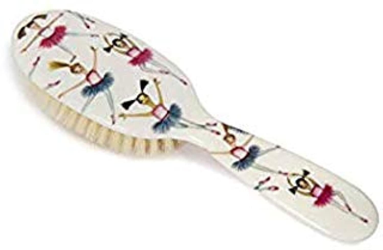 Rock & Ruddle Soft White Natural Boar Bristle Hairbrush for Babies and Young Children. Perfect for Fine Hair Detangling and Smoothing. Ballet Dancers Design, Small