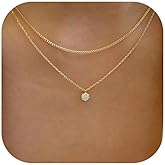 SKXMY Gold Necklaces for Women Diamond Elegant Dainty Choker Layered Necklace Simple Trendy Jewelry Valentine's Day Gifts for Her
