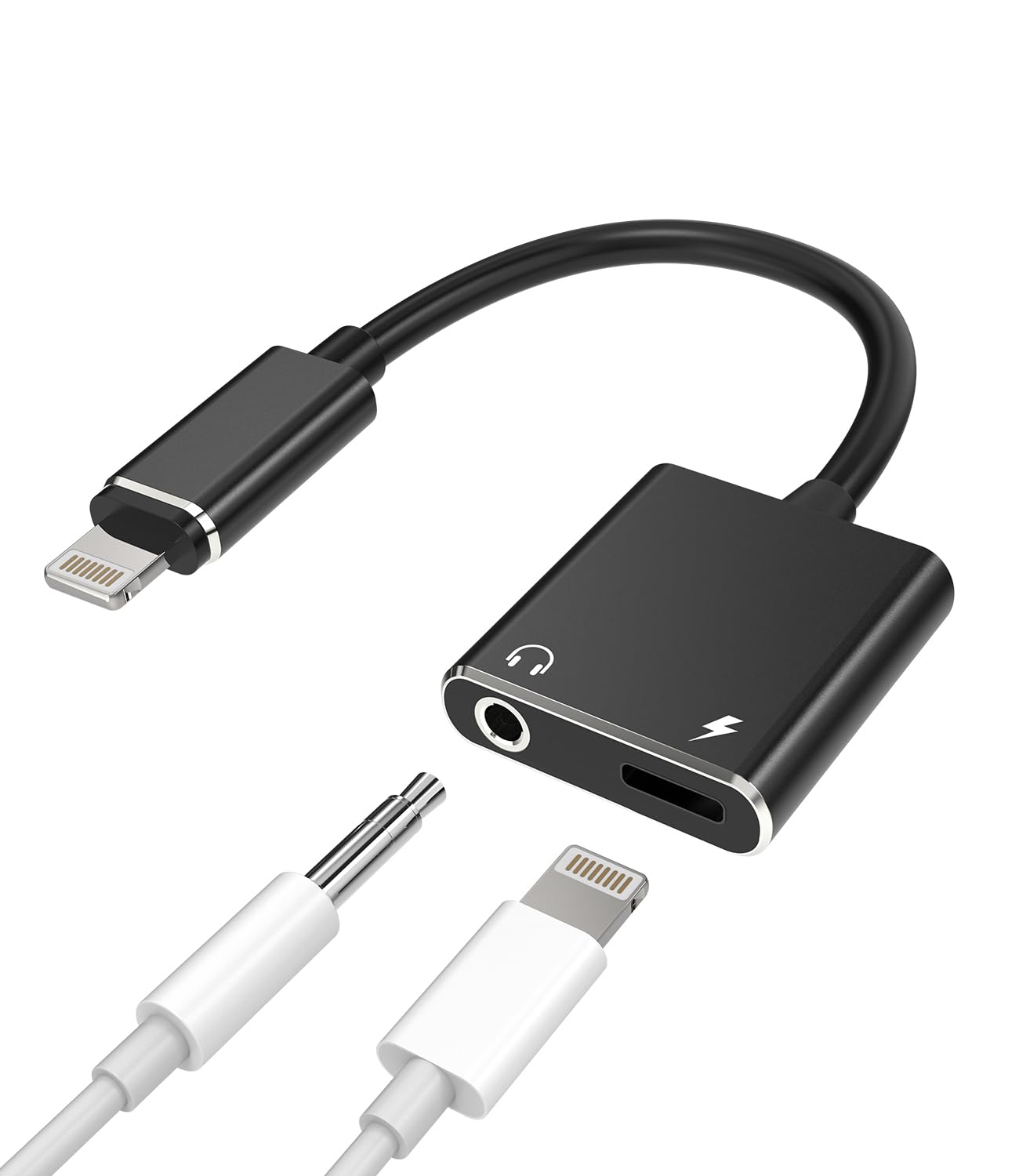 Lightning to 3.5mm Splitter Audio Charger Dongle Cord (2 in 1)for iPhone AUX Adapter Headphone Jack Cable for Apple MFI Certified for iPad 11 12 13 14 Pro Max 7 8 Plus X XS Earphone Charging Converter
