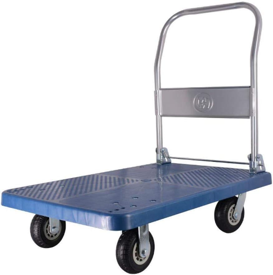 Folding Trolley Tool cart Silent Flatbed Trailer Pulling Cargo Four-Wheeled cart Load 300 kg, 9060cm