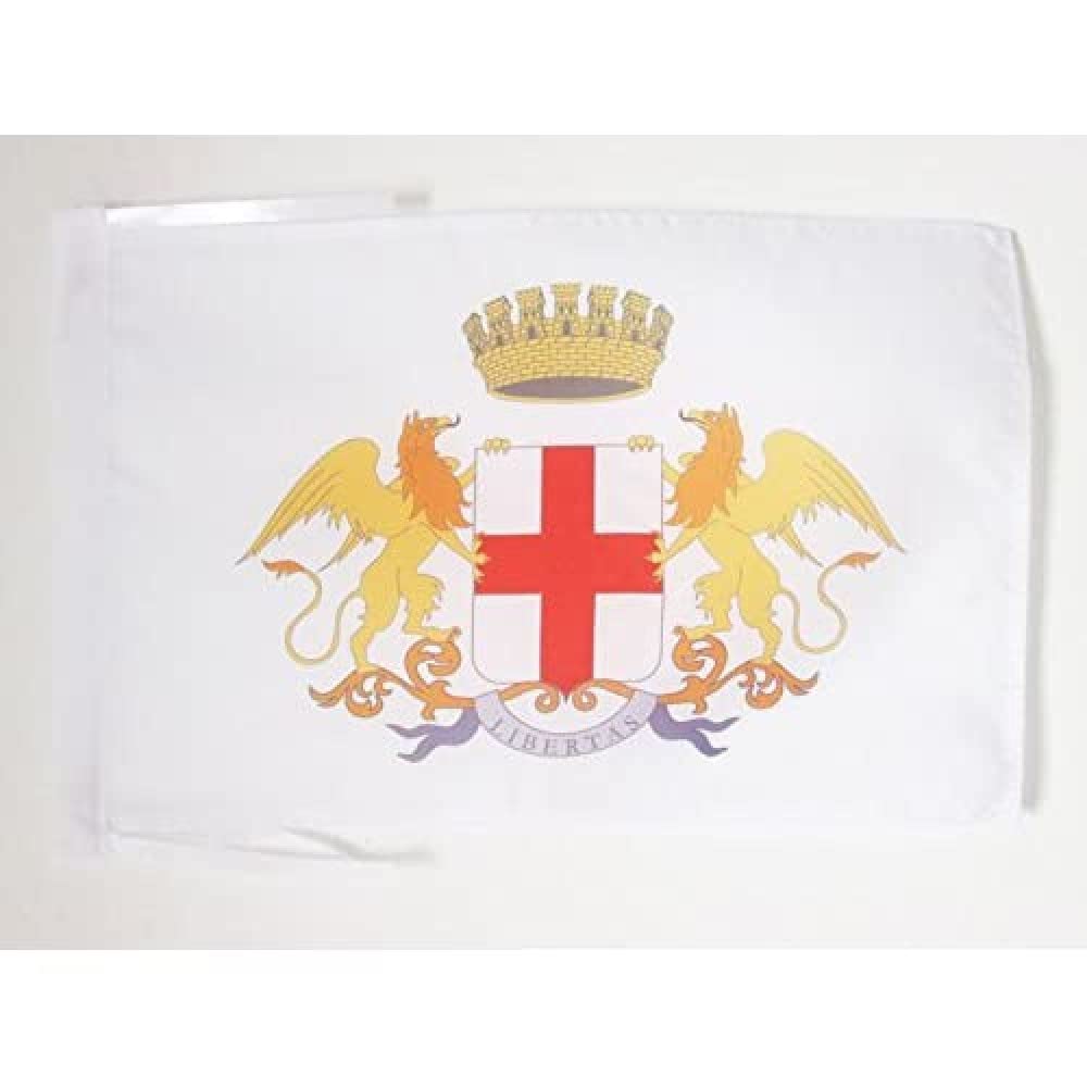 AZ FLAG - City of Genoa coat of arms Flag - 18'' x 12'' - 100% Polyester Genova Small Banner with Two Cords - Fade Resistant - Vivid Colors - 18x12 in - 45x30 Cm — image 1