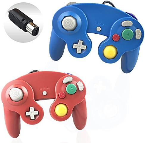Gamecube Controller, Reiso 2 Packs Classic NGC Wired Controllers for Wii Gamecube(Red and Blue)