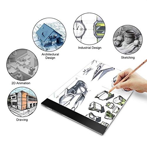Portable A4 Ultra-Thin LED Art craft Tracing Light Box, Template Drawing Copyboard Tracking Pad with USB Cable for Artists, Sketching, Animation, Designing, Tattoo, Architecture (No dimming & No scal)