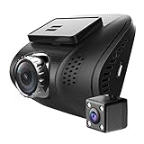 Ampulla Cruiser Dual Dash Cam, Super HD 1296P Front & 720P Rear Dash Cam 170°& 160°Ultra Wide Angle Dashboard Camera G-Sensor WDR LDWS & 32GB Card Included