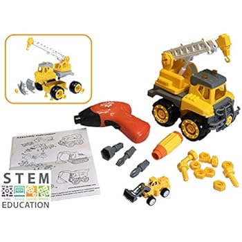 Funstruction Toys Crane Construction Stem Toys For 4 5 Year Old Boys Girls Stem Educational Toys Construction Vehicles For 3 4 5 Year Olds