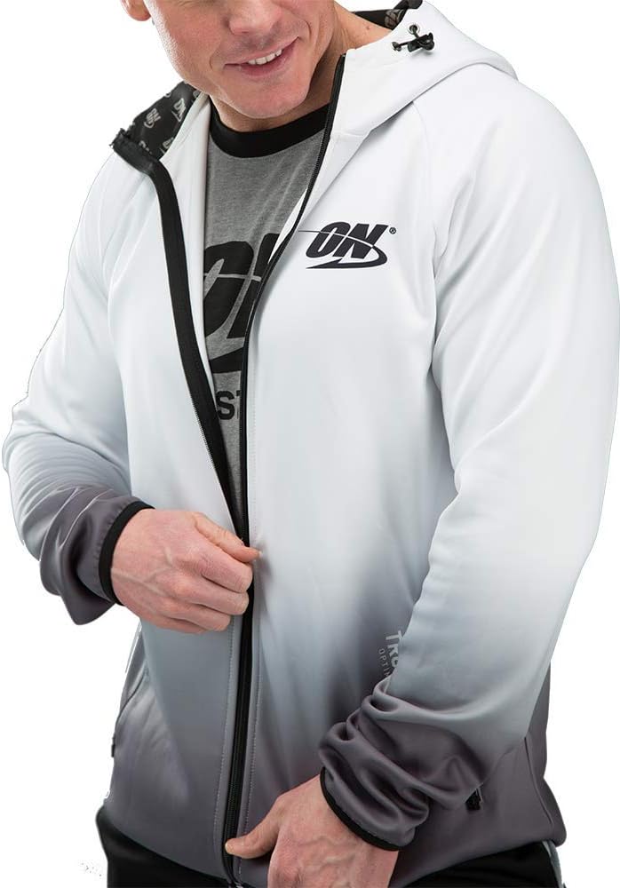 Optimum Nutrition: ON True Strength Gradient Zip Up Hoodie for Men and Women, White/black