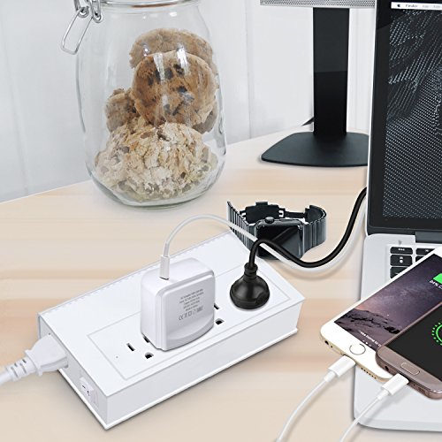 Travel Power Strip USB Adapter 4 Outlets with High Speed Smart USB Charging Ports Station Powerjc,White - Thumbnail 5