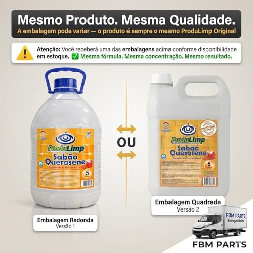 Sabão de Querosene Concentrado 5L ProduLimp — Limpador Perfumado, Desinfetante, Espanta Insetos, Rende até 100L — Piso, Azulejo, Vidro, Banheiro