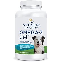 Nordic Naturals Omega-3 Pet, Unflavored - 180 Soft Gels - 320 mg Omega-3 Per Soft Gel - Fish Oil for Dogs with EPA &amp; DHA - Pr