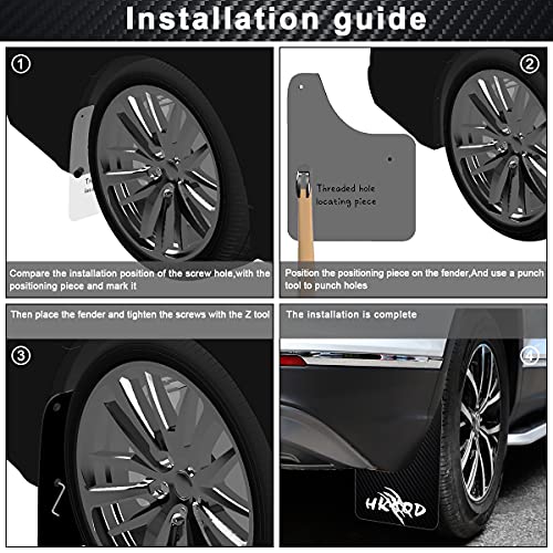 Car Mud Flaps Universal Mud Guard with Positioning Plate, Punch Tool