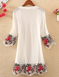 Tanming Mangas de ada Frontal Abierto Encaje Empalmado Largo Kimono Cardigan Cubierta Ups