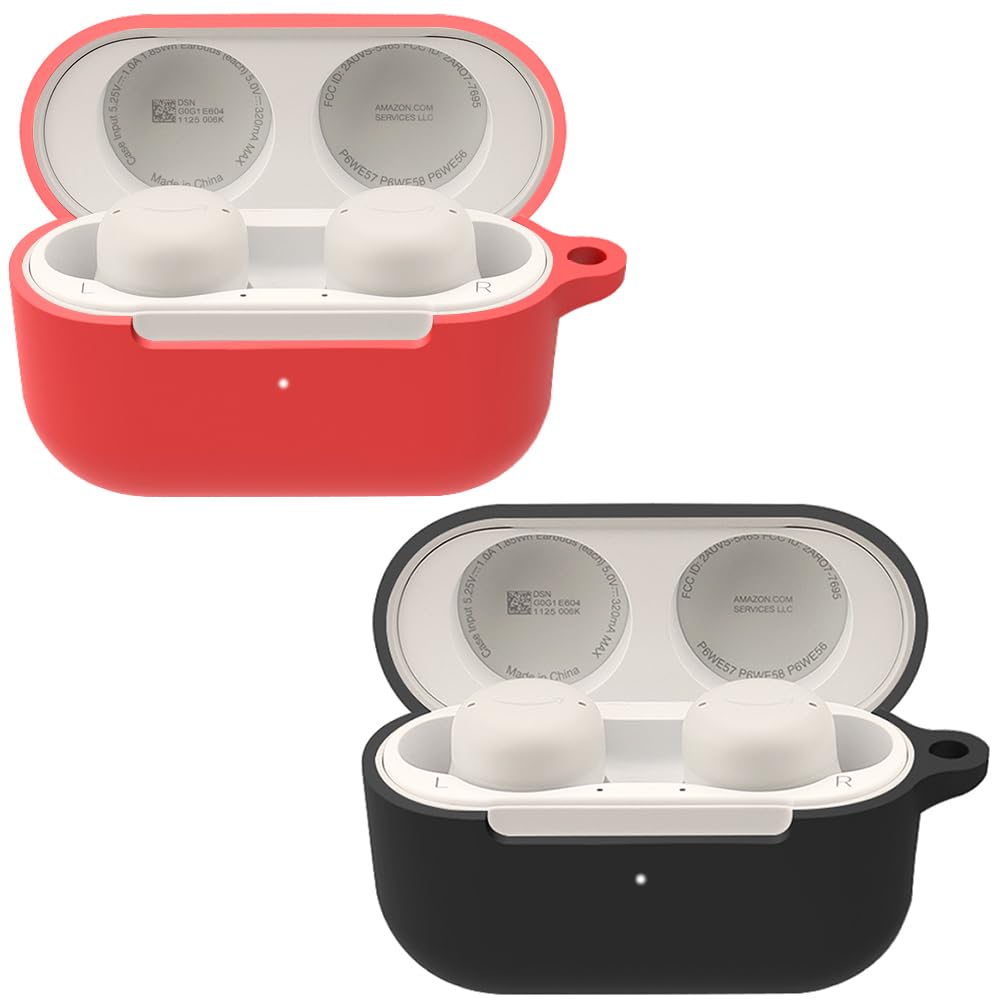 Msiall Silicone Case Compatible with Echo Buds 2nd [Supports Wireless Charging] [Shockproof Protective Case] Beautiful 3D Cartoon Black Red