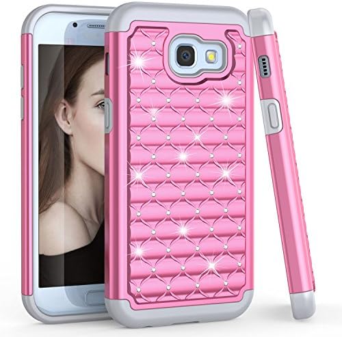 TILL for A5 2017 Case, Galaxy A5 2017 Cute Case for Girls Women, TILL Studded Rhinestone Crystal Bling Diamond Sparkly Luxury Shock Absorbing Hybrid Defender Rugged Slim Glitter Case Cover [Pink]
