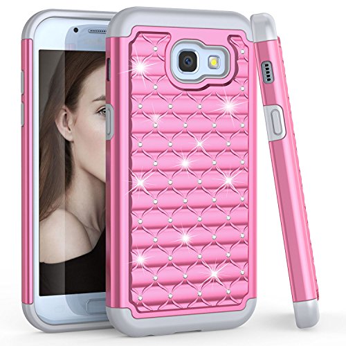 TILL for A5 2017 Case, Galaxy A5 2017 Cute Case for Girls Women, TILL Studded Rhinestone Crystal Bling Diamond Sparkly Luxury Shock Absorbing Hybrid Defender Rugged Slim Glitter Case Cover [Pink]
