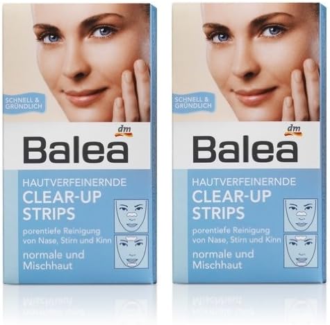 Balea Clear-up Strips for Nose, Chin & Forehead - Fast, Thorough - for Normal and Combination skin (2 packs, 6 Strips per pack) - Not Tested on Animals