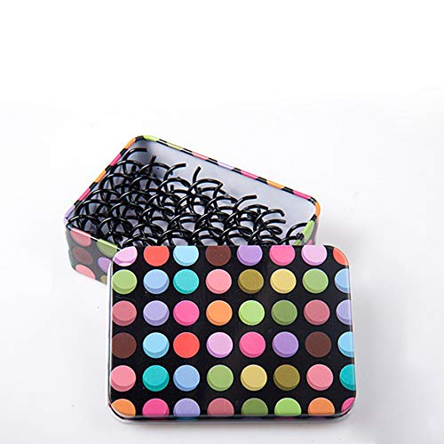 Hisight Black Spiral Hair Pin DIY Hair Style Sleek and Compact Alloy Construction Fluffy Screw Hair Pins - 15 Boxs (Multicolour dot box) - Thumbnail 3