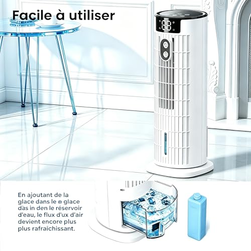 Portable Air Conditioner | Dual Remote Control and Touch Control | 3 in 1 Cooling with Humidification | 800ml Tank | Strong Wind Up to 7.5m/s | Quiet and Efficient