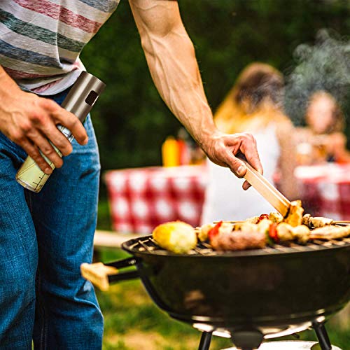 FANBO Kitchen Olive Oil Dispenser Bottle, Olive Oil Sprayer with Measuring Leak-Proof Stainless Steel Dispenser, Glass Oil Bottle with Brush and Funnel for BBQ/Kitchen/Salad, Barbecue Kit