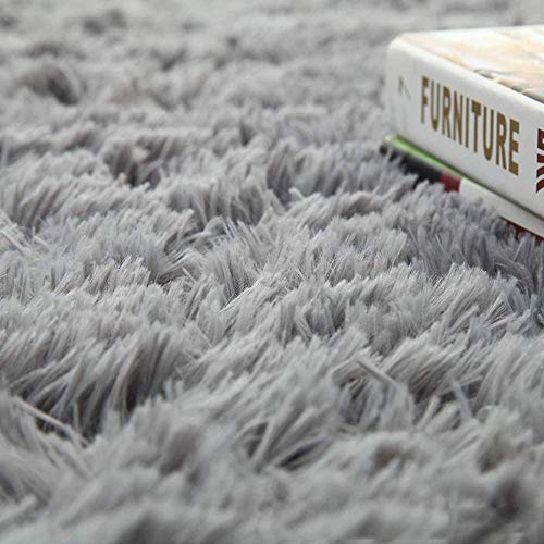bedee Teppiche Kunstfell Fell Teppich Grau Fellimitat Bettvorleger Sofa Matte Super weich Teppich für Wohnzimmer Schlafzimmer Kinderzimmer Auto Esszimmer Fluffy Kindermatte (120 x 160 cm)