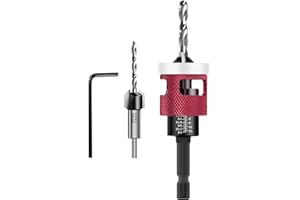 CSYIBEIELEC Countersink Drill Bit Set - Countersink Drill Bit with Low Friction Depth Stop, Replaceable HSS M2 Tapered Bits, Carbide Drill Bits 1/4” Hex Shank for Woodworking Tools & Hand Tools