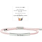 DANSOAN Be Kind of a Bitch Bracelet Stainless Steel Bracelet Adjustable Hand Braided Wrap Bracelet for Women Jewelry Gifts Inspirational Gifts for Women (silver+pink)