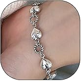 GIGB PBDK Vintage Silver Heart Twisted Circle Link Bracelet, Adjustable Geometric Punk Hip Hop Cool Love Bracelet, Fashion Bangle Jewelry Gift for Women