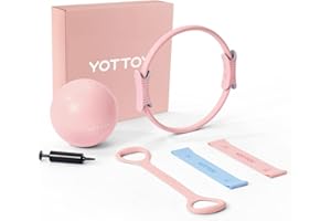 YOTTOY Pilates Ring and Ball Set, Figure 8 Resistance Bands, Stretch Bands&Guide,Pilates Equipment Set for Beginners for Home Workouts Core Strength, Yoga, Physical Therapy & Rehab