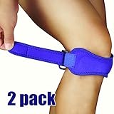 KevenAnna 2 Pack Patella Strap for Knee Support and Pain Relief for Hiking, Soccer, Basketball, Volleyball & Squats（Blue）