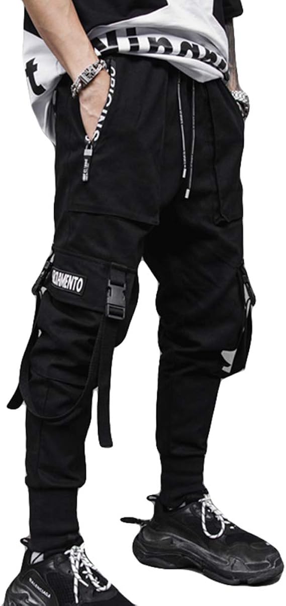 Amazon Ptorジョガーパンツ メンズ ゆったり ロングパンツ 黒 ストリート系 カーゴパンツ 綿 カジュアルテーパードパンツ 原宿系 ダンス サルエルパンツ ズボン ロングパンツ 通販