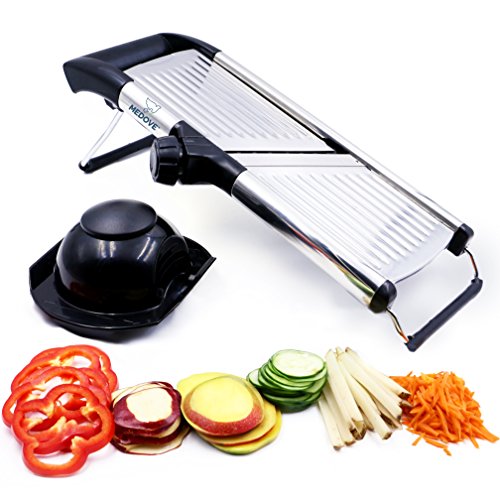 Mandoline Slicer, Vegetable Potato Slicer, Julienne Slicer, Onion Cutter, With Stainless Steel Adjustable Blade By Medove.