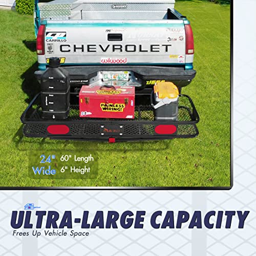 King Bird Folding Hitch Mount Cargo Carrier 60x24x6 inch with Ratchet