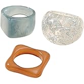Multicolor Resin Chunky Rings for Women,Acrylic Plastic Rin Knuckle Finger Cute Trendy Aesthetic Y2k Statement Ring Vintage Simple Geometric Rings Jewelry