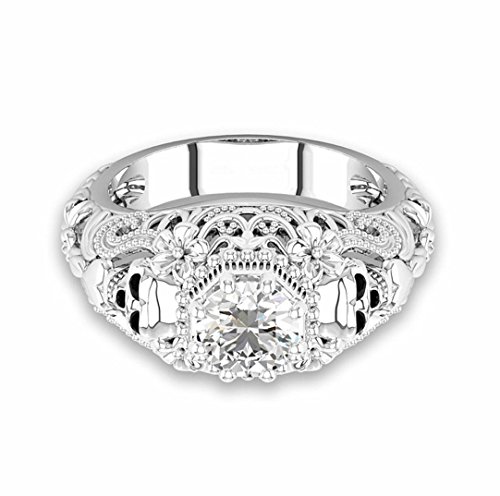 Hmlai Hot Sale! Fashion Hand Decorated Skeleton Head Diamond Ring for Women Best Jewelry Gift (10, Silver)