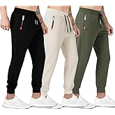 FishM Men's 3 Pack Fleece - Lined Jogger Sweatpants - Warm Thermal Athletic Workout Pants with Zipper Pocket & Drawstring