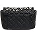 Womens Quilted Crossbody Bag by Silverhooks - Pattern Shoulder Mini Handbag (Black)